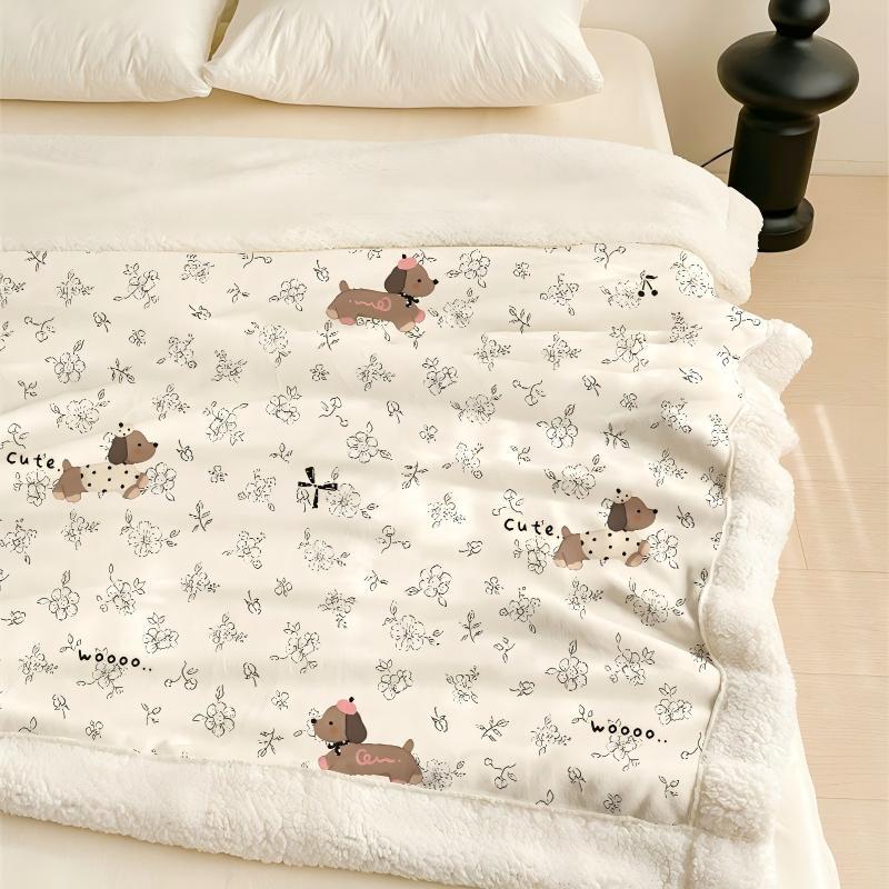 Cartoon Printed Warm Sherpa Fleece Blanket